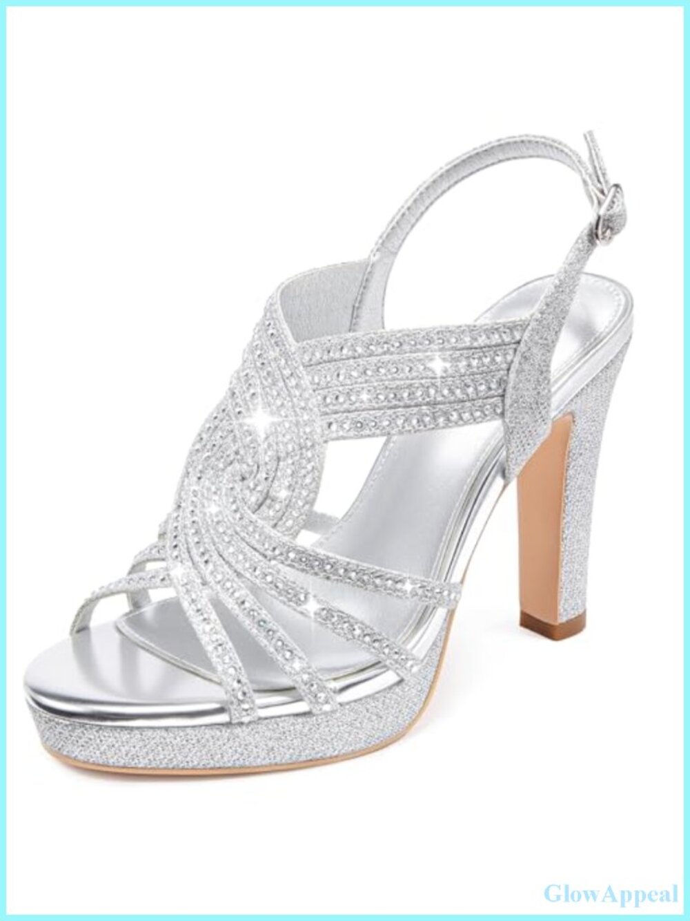 Platform Heels Women Sandals Dressy Sparkly Rhinestone Chunky